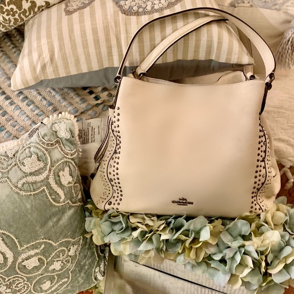 🤍🦄Coach Bandana Rivets Edie31 Shoulder Bag Chalk White F55544 MSRP $450.00 - Picture 2 of 16